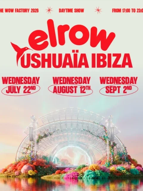Cartel de elrow en Ushuaia Ibiza