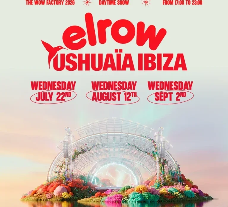 Cartel de elrow en Ushuaia Ibiza